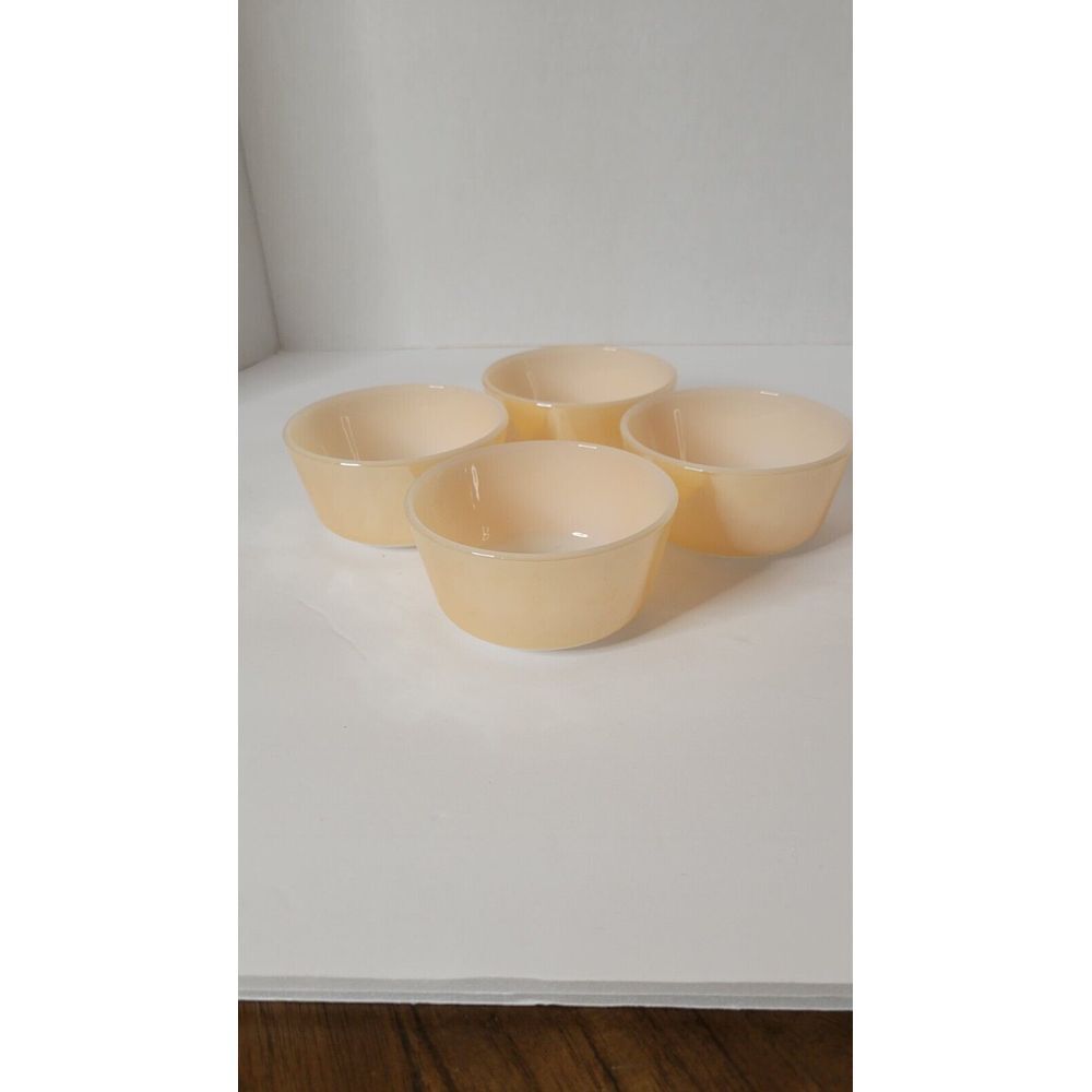 Vintage Set Of 4 Peach‎ Lusterwear Fire King Custard Dishes